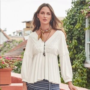 SUNDANCE: Lace Trimmed Top